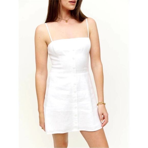 Reformation Huckleberry Linen Dress in White Size 10 NWT $ 178 - Picture 6 of 6